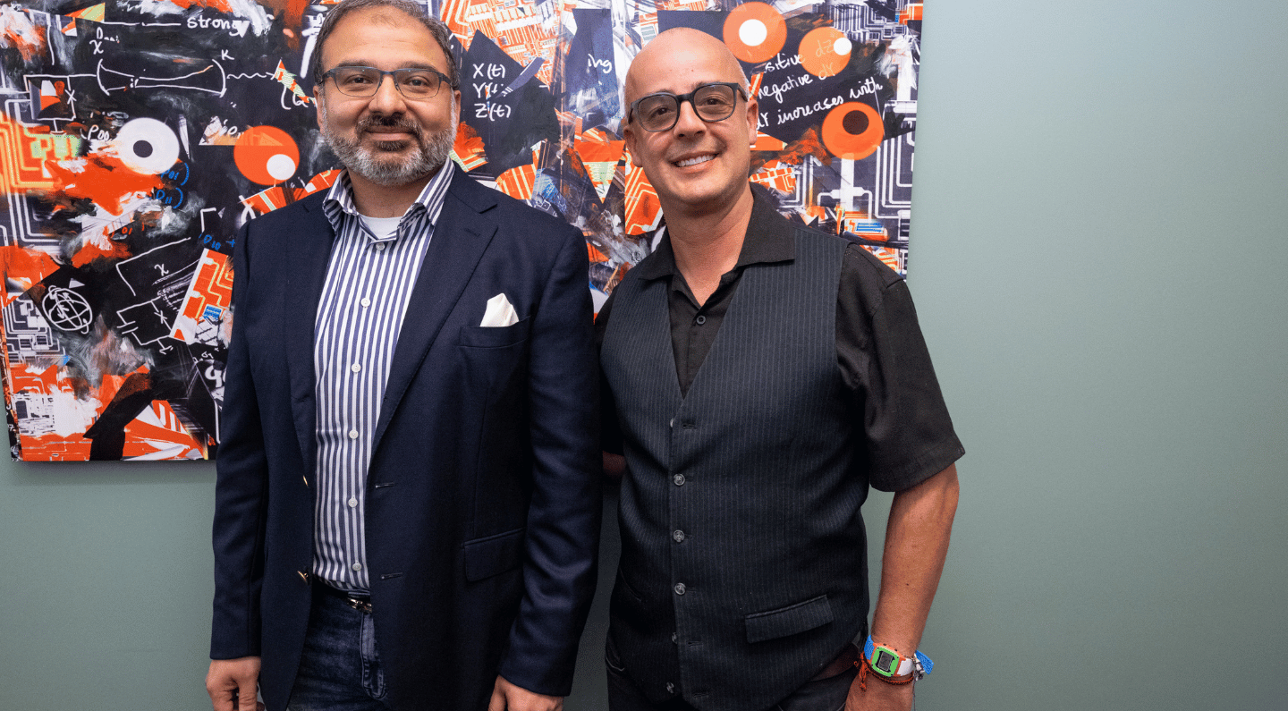 AQT Director Irfan Siddiqi (left) and contemporary mixed media artist Benjamin Arizmendi
