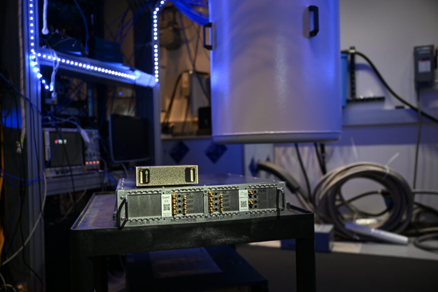 Caption: Berkeley Lab’s QubiC (Quantum bit Controller) at AQT with NVIDIA DGX Spark and NVIDIA NVQLink